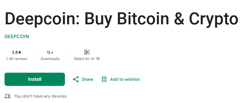 Deepcoin Google Play Rating